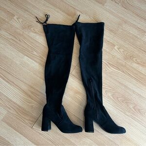 Shoe Republic LA Black Suede Thigh High Boots Women’s 7